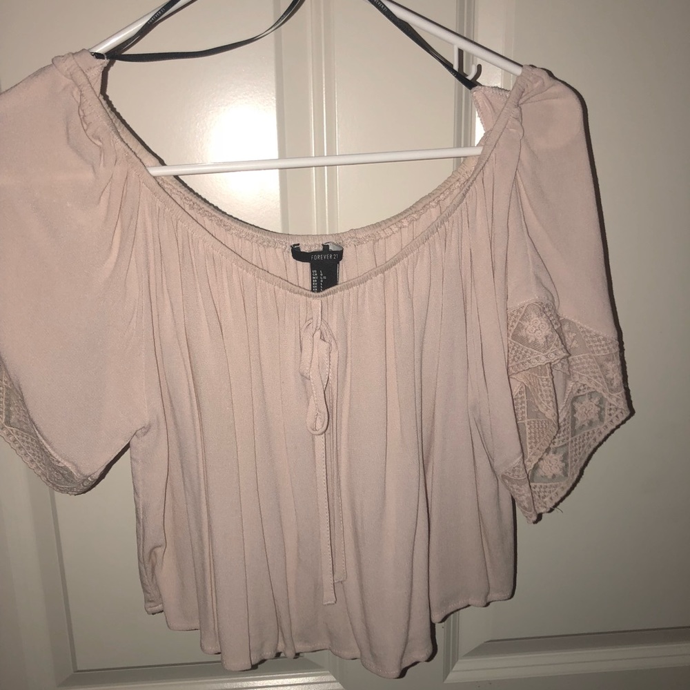 off the shoulder pink crop top